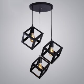 Black square pendant light|Three head